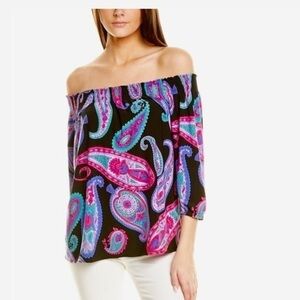 Tori Richard Honolulu Smocked Boat Neck Top NWT